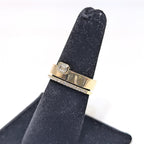 Yellow Gold Double Band Ring with Round and Emerald Cut Diamonds (etsy image id: 6965777805)