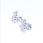 White Gold Flower Shape Diamond Stud Earrings with Baguette and Round Cut Diamonds (etsy image id: 6967253798)