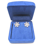 White Gold Flower Shape Diamond Stud Earrings with Baguette and Round Cut Diamonds (etsy image id: 6967257744)