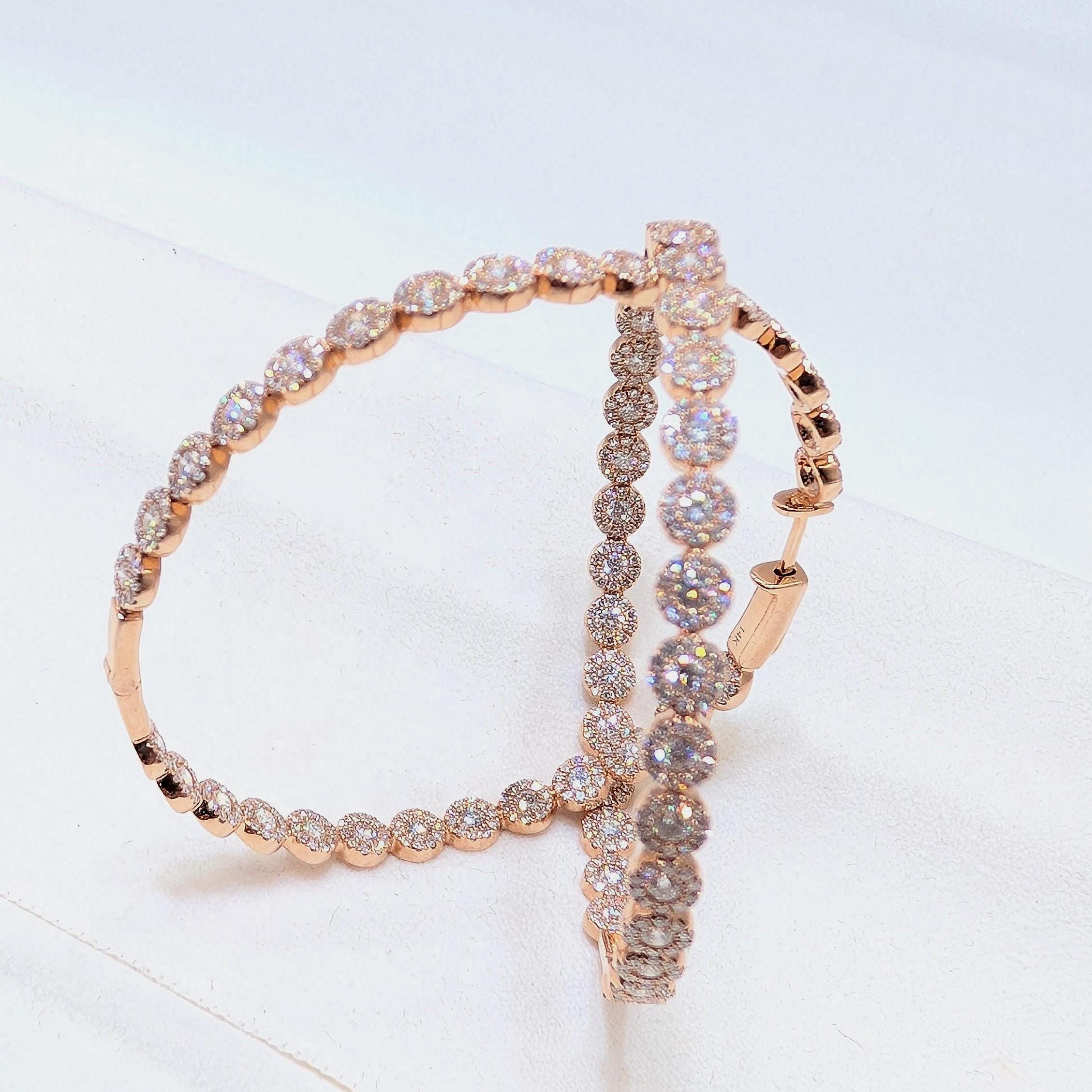 Rose Gold Large Inside-Out Diamond Hoop Earrings (etsy image id: 6968050287)