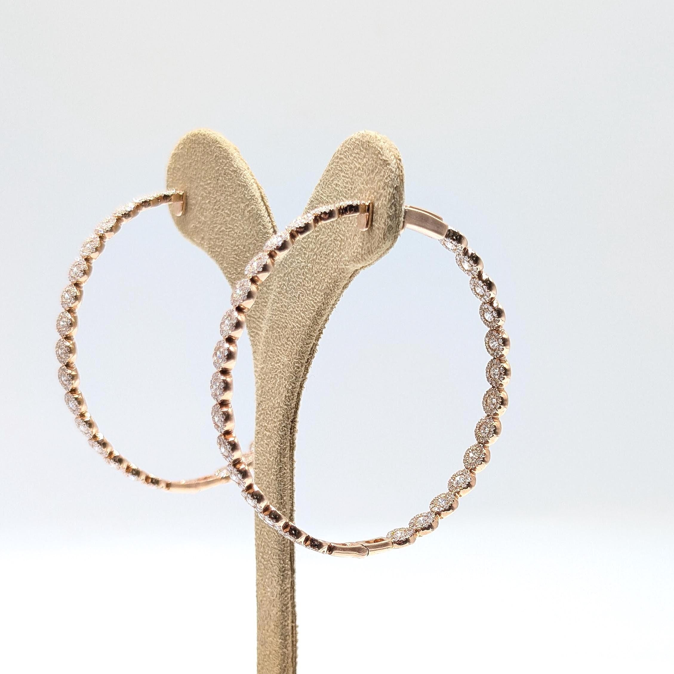 Rose Gold Large Inside-Out Diamond Hoop Earrings (etsy image id: 6968053483)