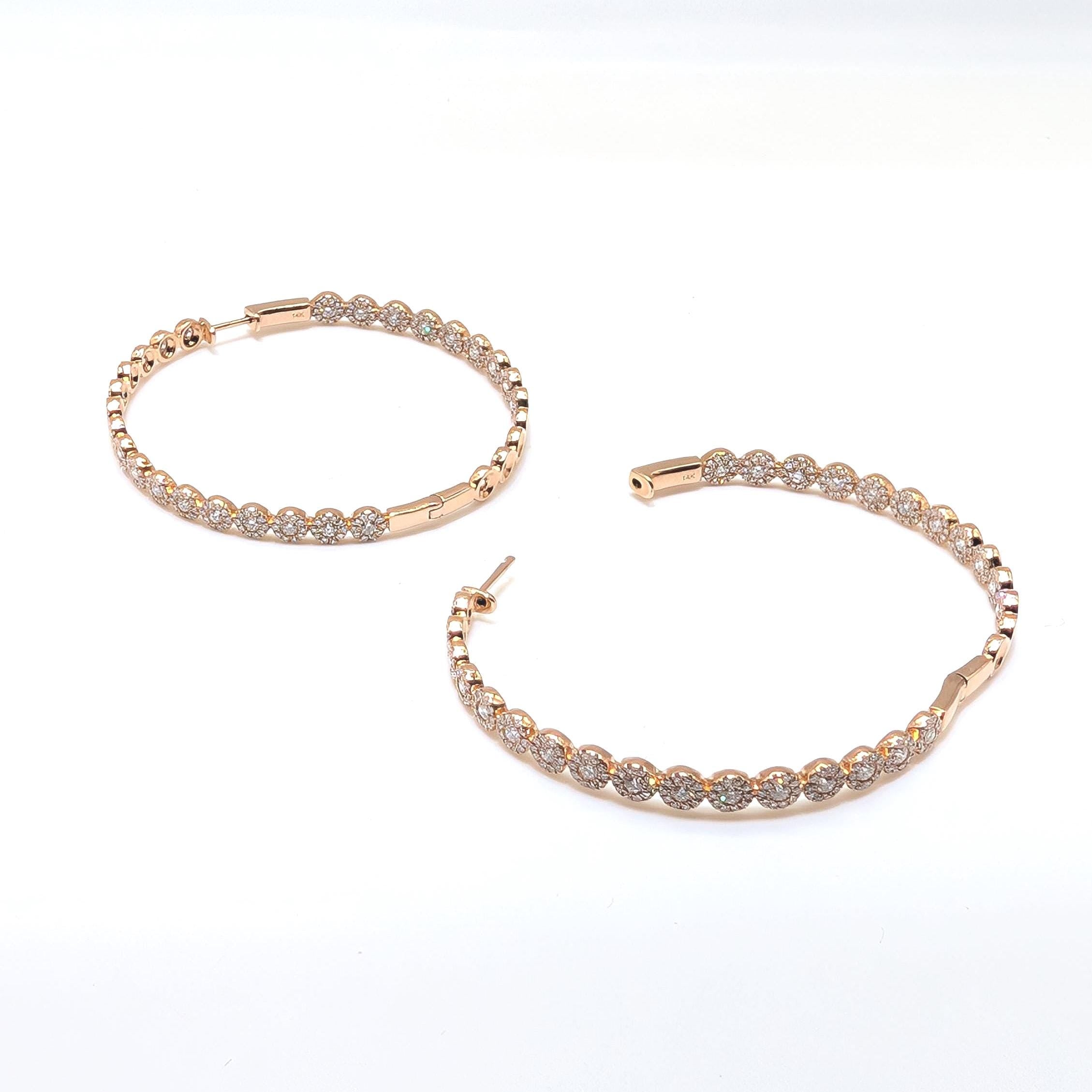 Rose Gold Large Inside-Out Diamond Hoop Earrings (etsy image id: 6968056123)