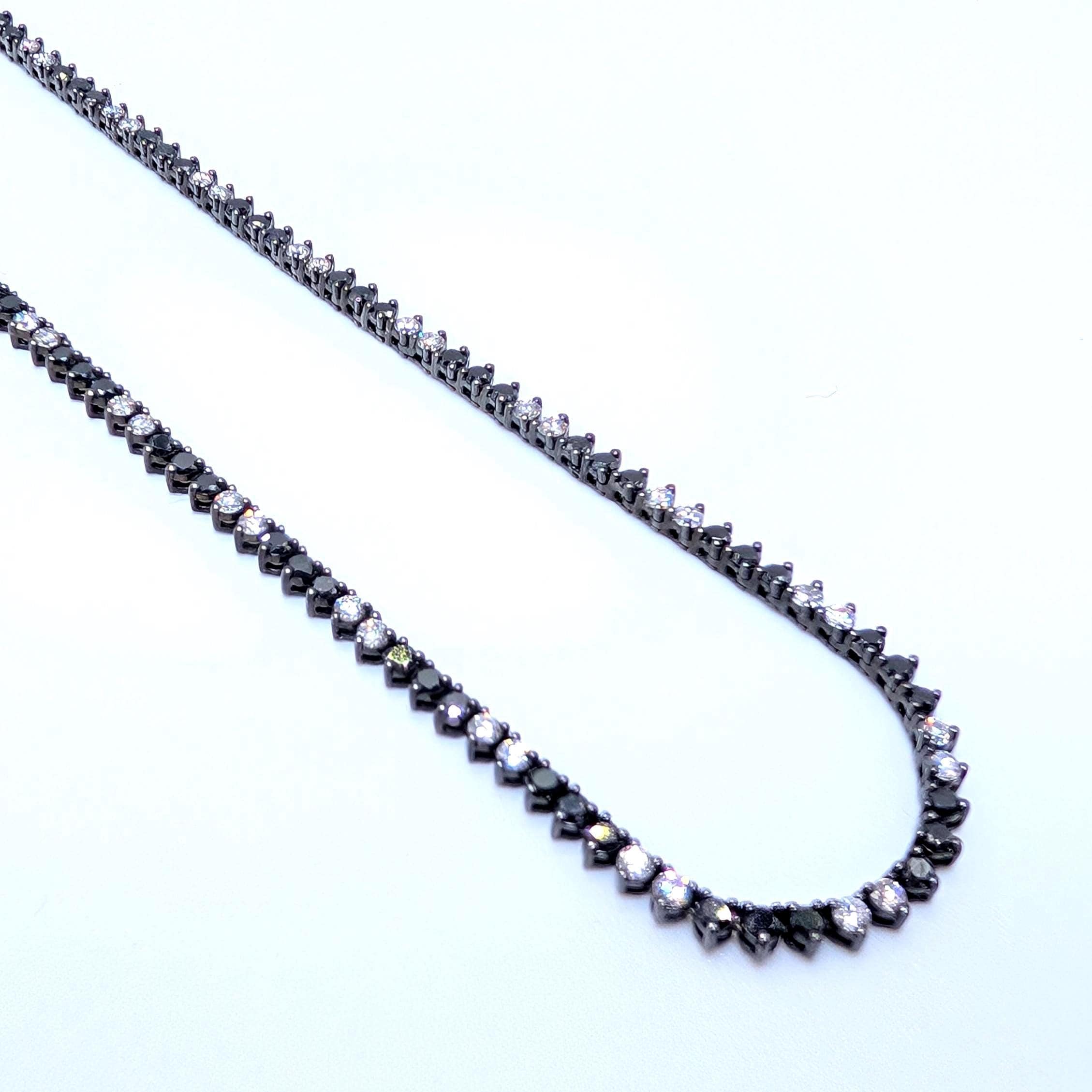 Gold with Black Rhodium Black and White Diamond Tennis necklace (etsy image id: 6968118033)