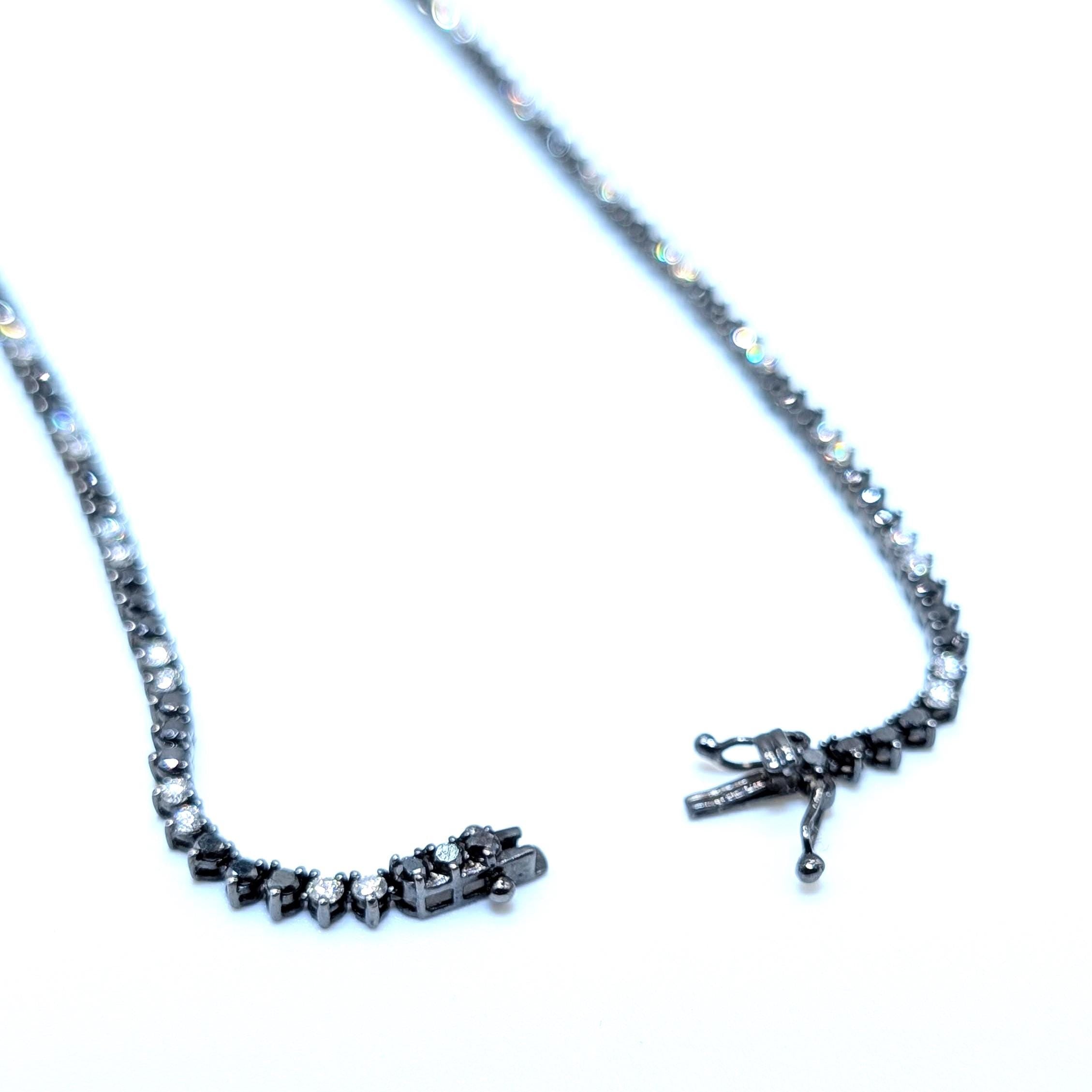 Gold with Black Rhodium Black and White Diamond Tennis necklace (etsy image id: 6968120871)