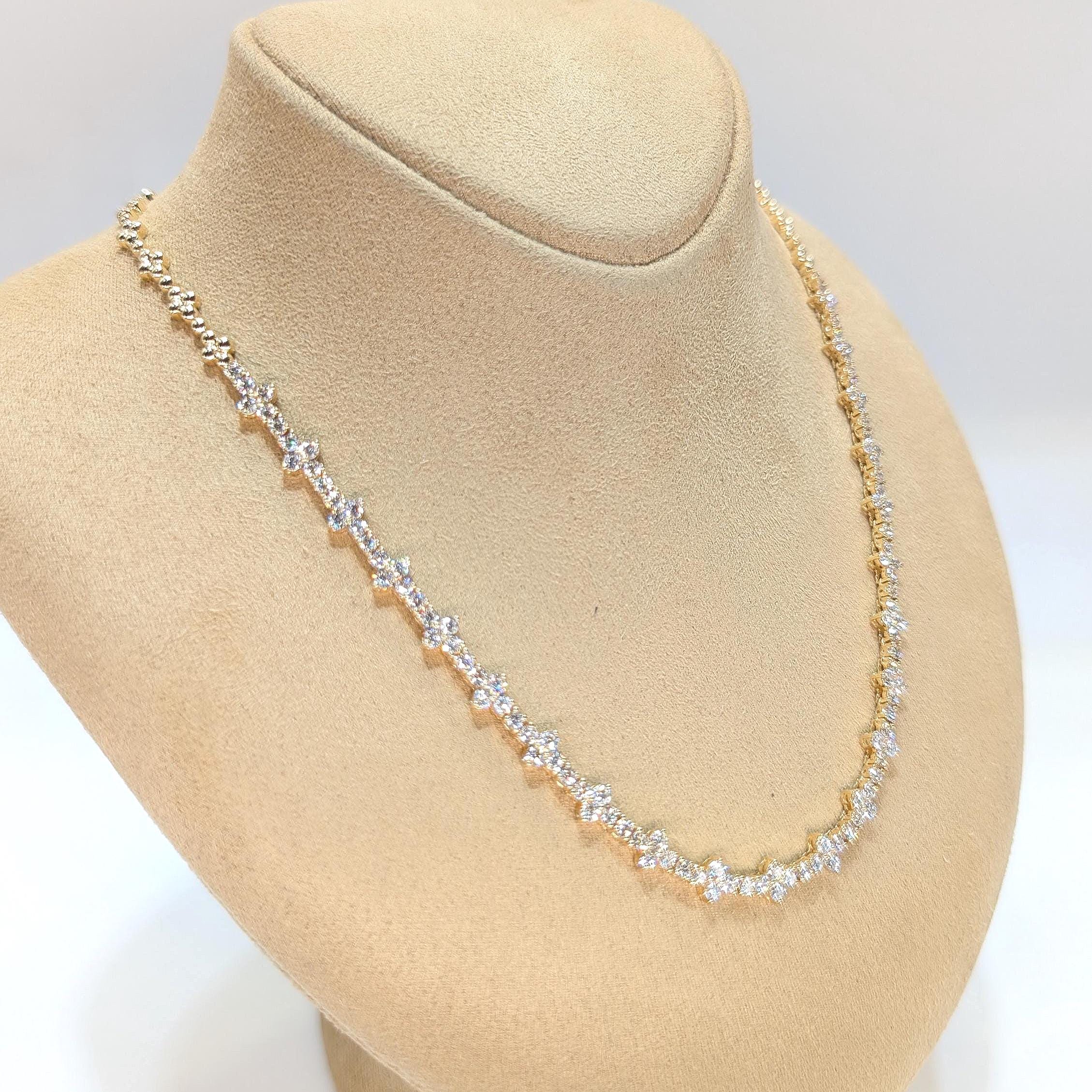 Yellow Gold Natural Diamond Necklace (etsy image id: 6968175883)