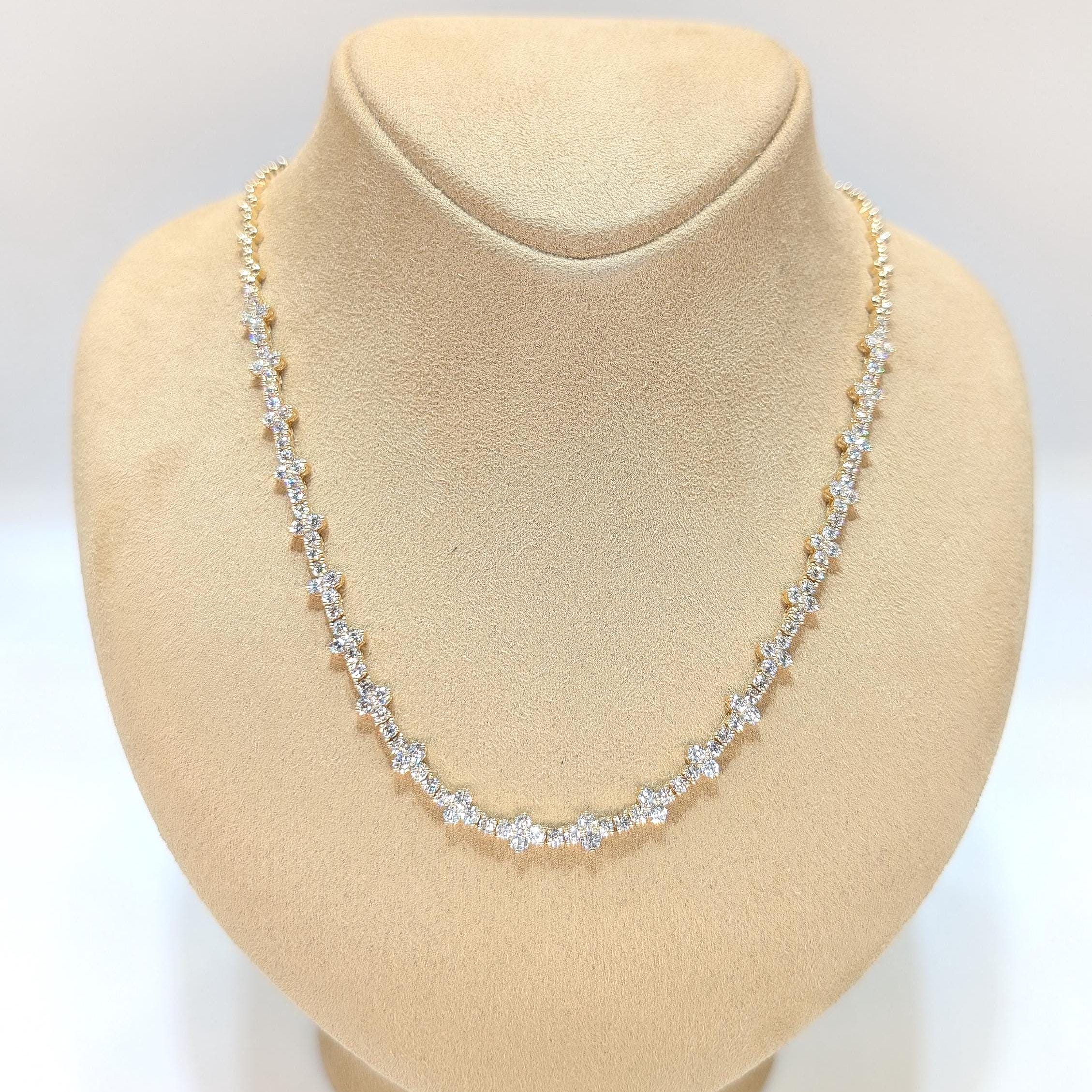 Yellow Gold Natural Diamond Necklace (etsy image id: 6968183569)