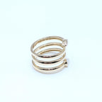 Yellow Gold Three Row By-Pass Pear Shape Diamond Ring (etsy image id: 6974367271)