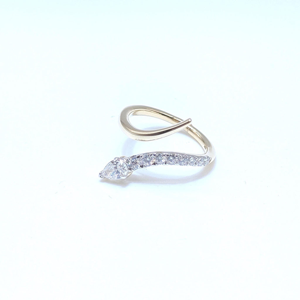 Yellow Gold Diamond By-Pass Snake Style Ring (etsy image id: 6974426603)