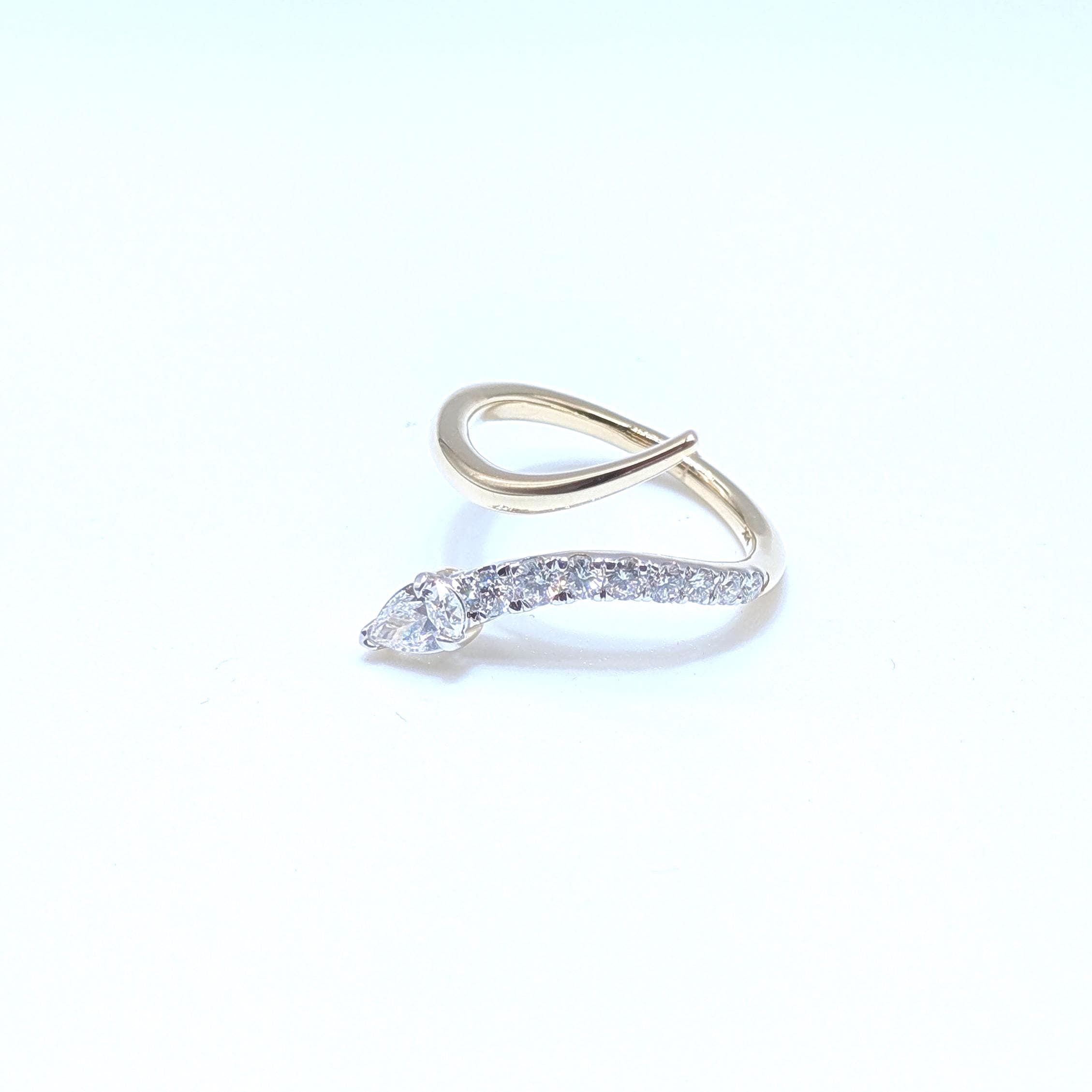 Yellow Gold Diamond By-Pass Snake Style Ring (etsy image id: 6974426603)