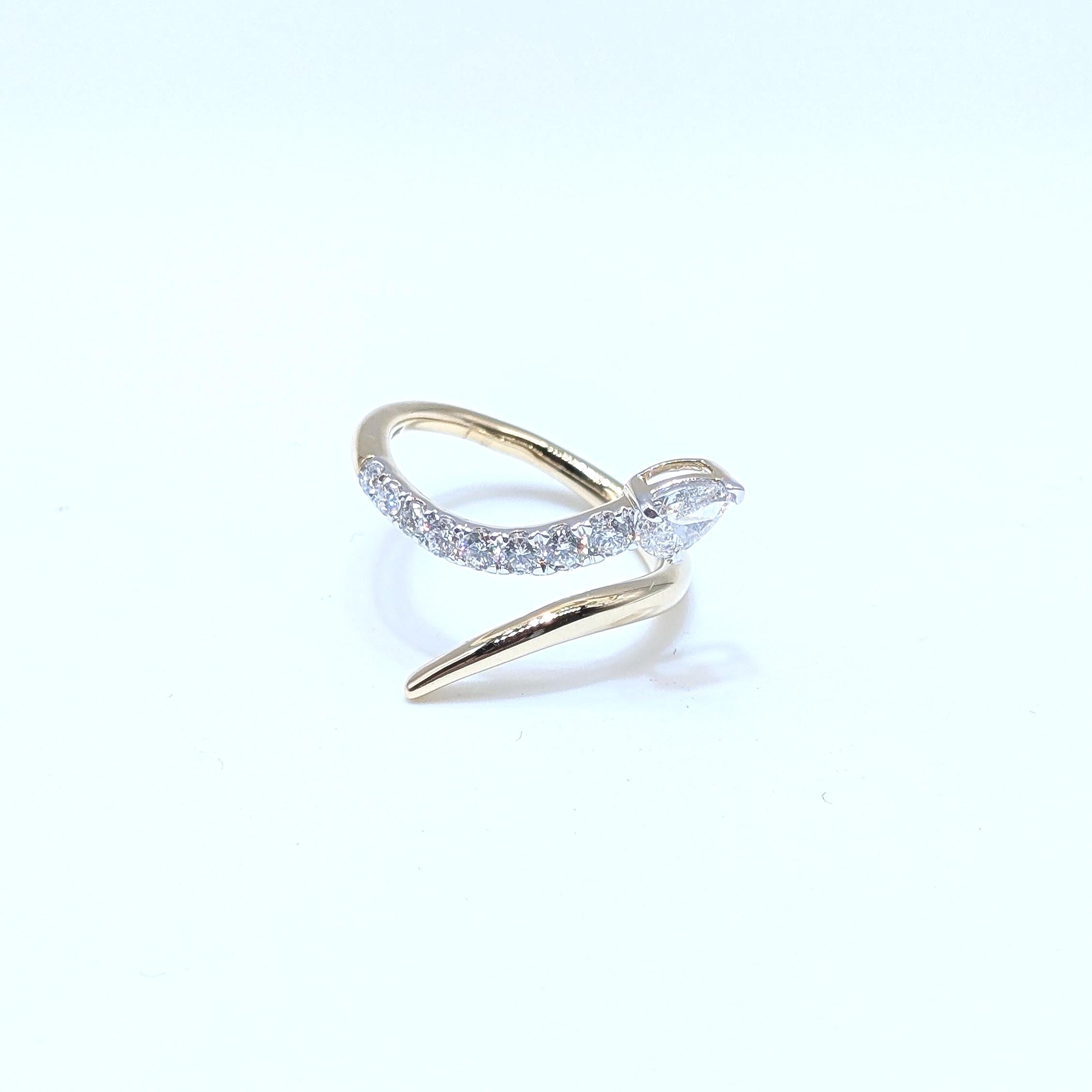 Yellow Gold Diamond By-Pass Snake Style Ring (etsy image id: 6974429099)