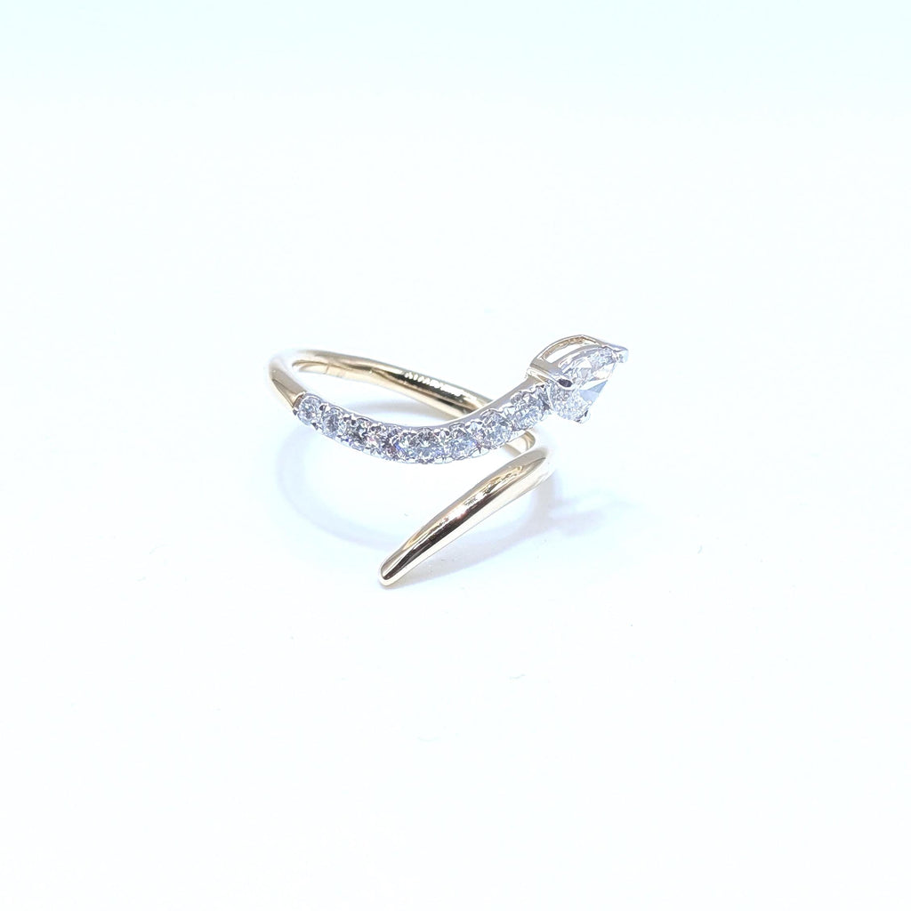 Yellow Gold Diamond By-Pass Snake Style Ring (etsy image id: 6974430659)