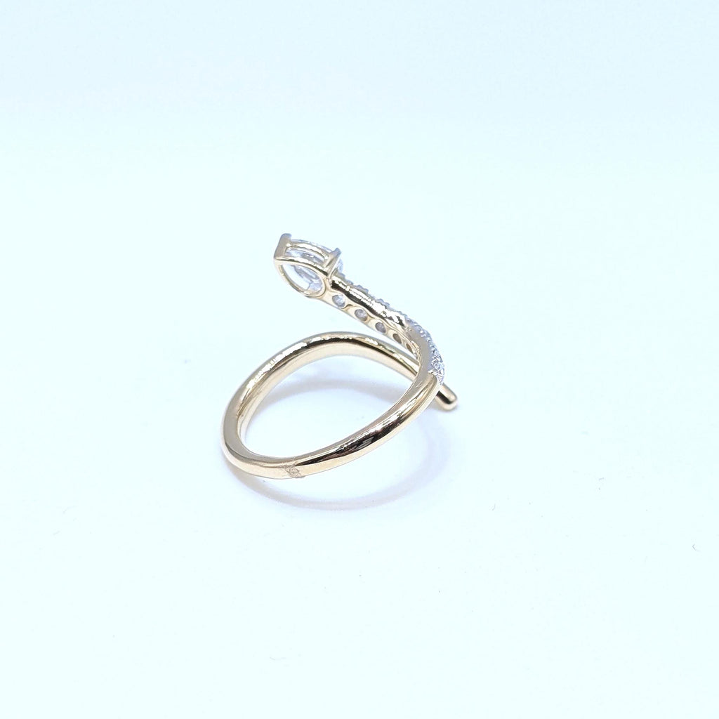 Yellow Gold Diamond By-Pass Snake Style Ring (etsy image id: 6974431861)