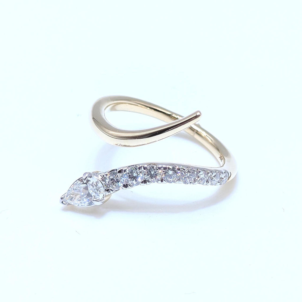 Yellow Gold Diamond By-Pass Snake Style Ring (etsy image id: 6974470485)
