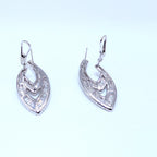 White Gold Dangle Earrings with Baguette and Round Cut Diamonds (etsy image id: 6974526917)