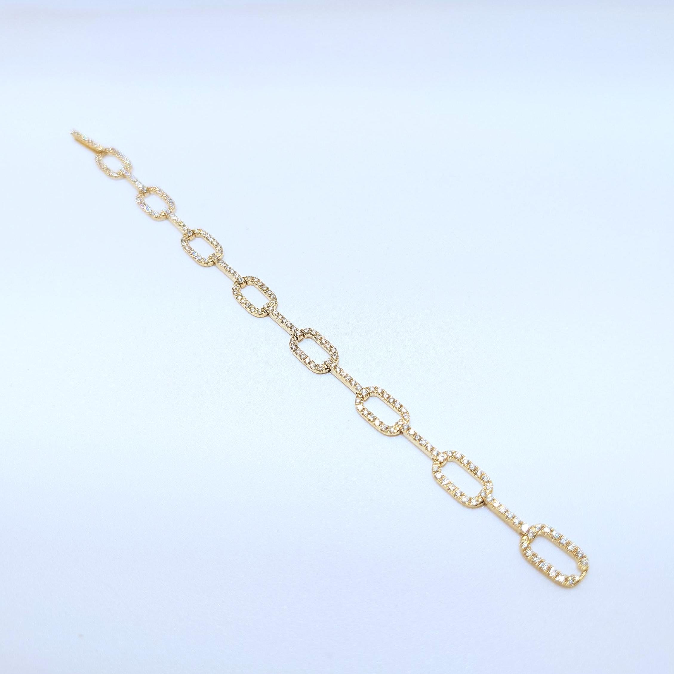 Yellow Gold Round Brilliant Cut Diamond Link Bracelet (etsy image id: 6974842260)