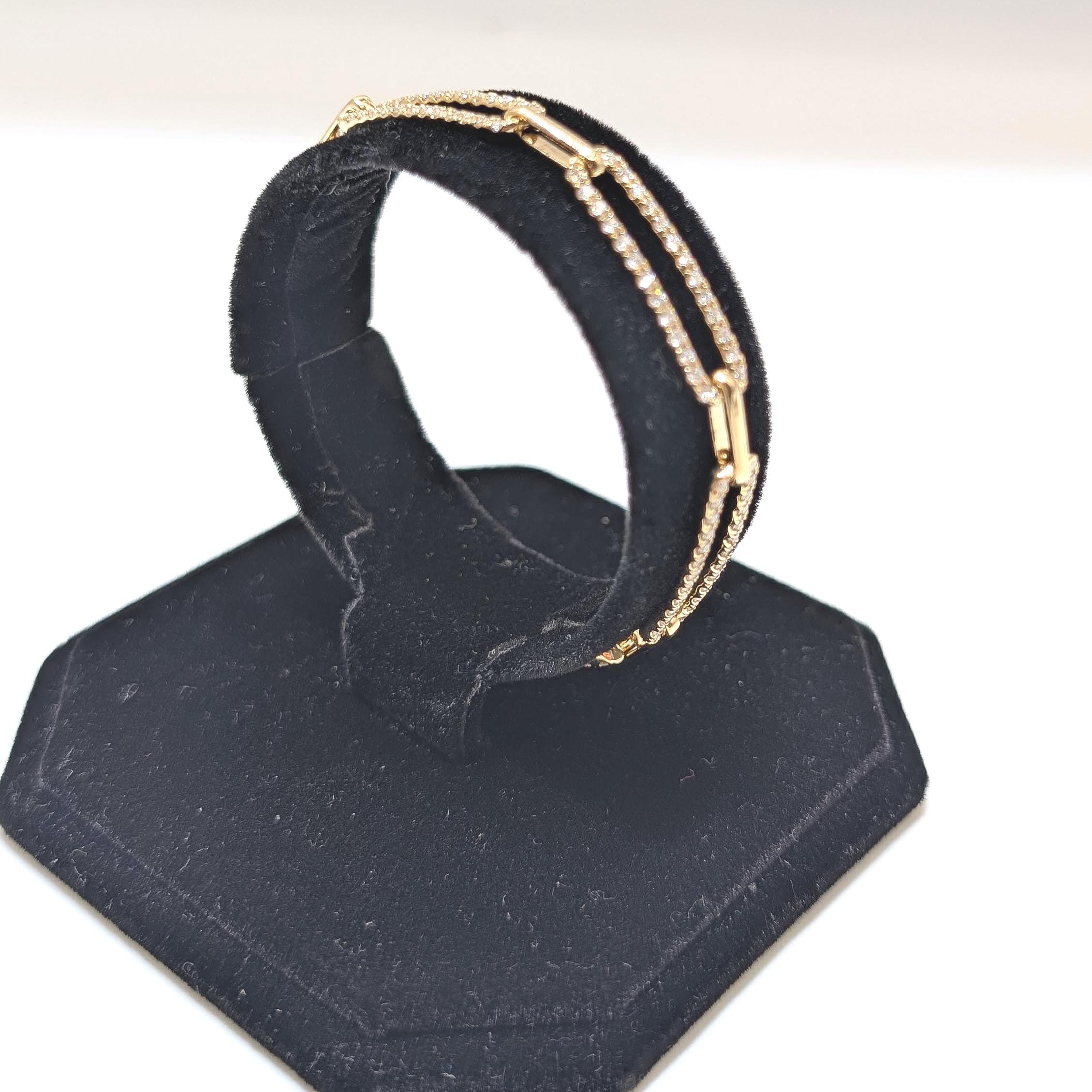 Yellow Gold Chain Link Bracelet with Alternating Diamond Links (etsy image id: 6974955726)