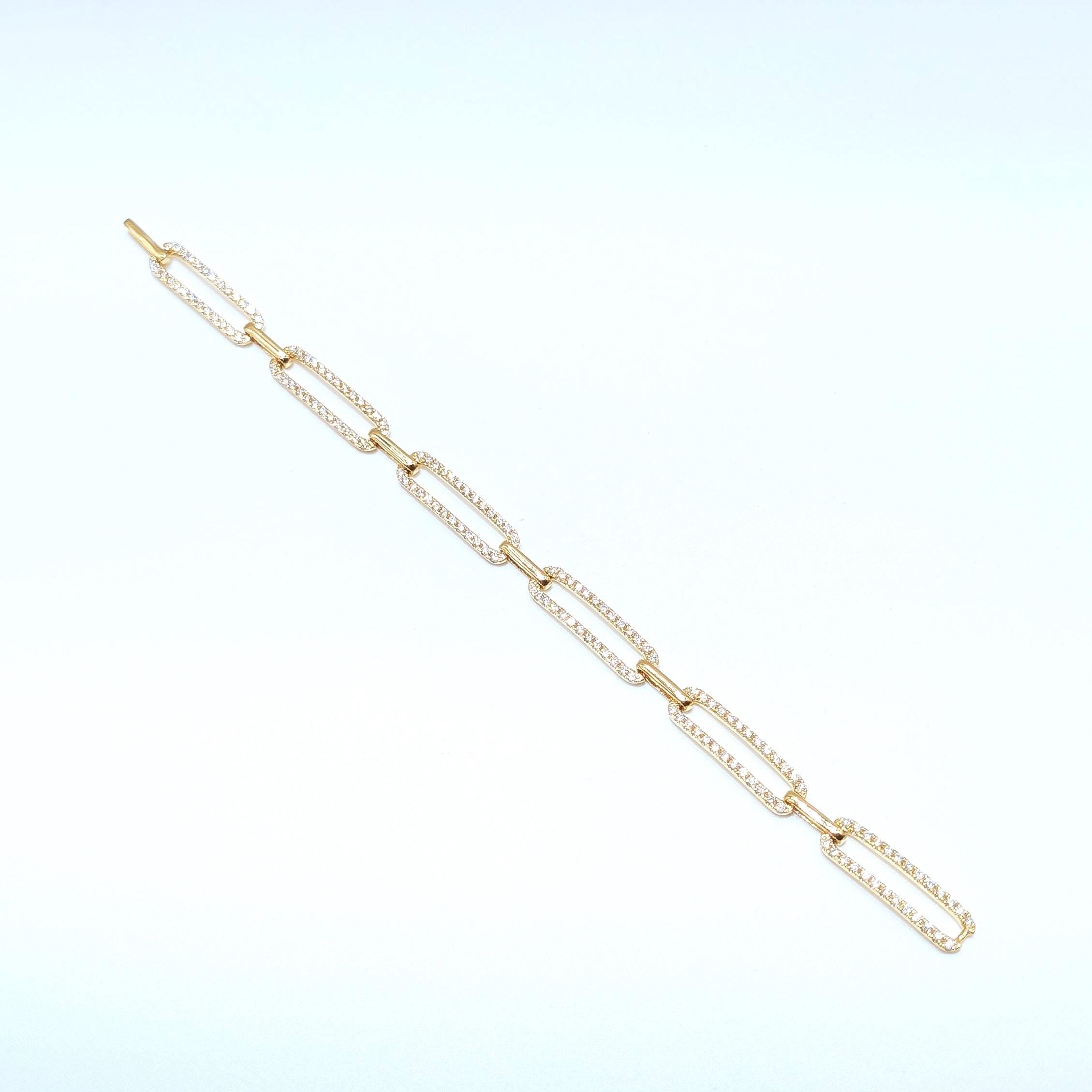 Yellow Gold Chain Link Bracelet with Alternating Diamond Links (etsy image id: 6974960786)