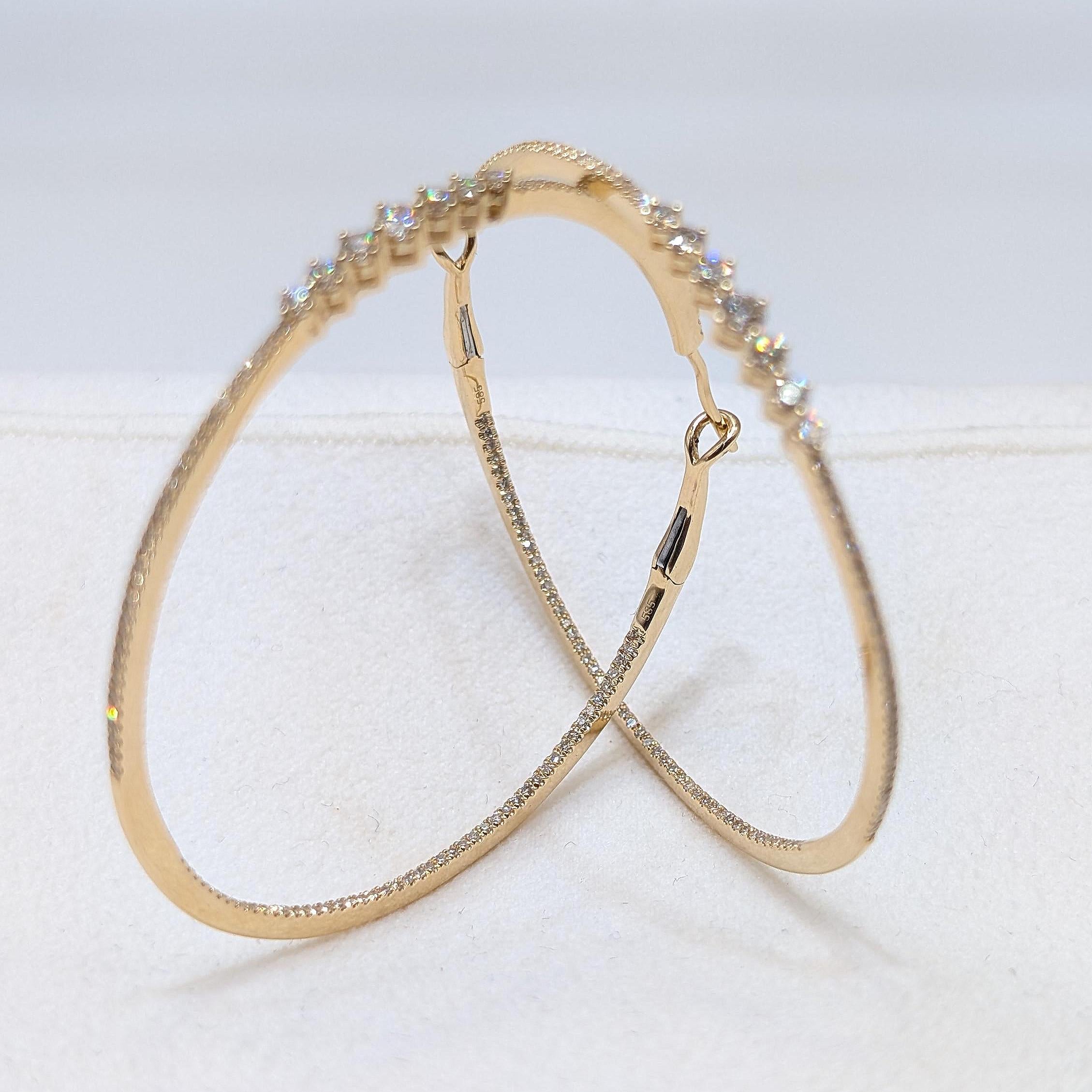 Yellow Gold This Medium Diamond Inside Out Hoop Earrings (etsy image id: 6977358035)