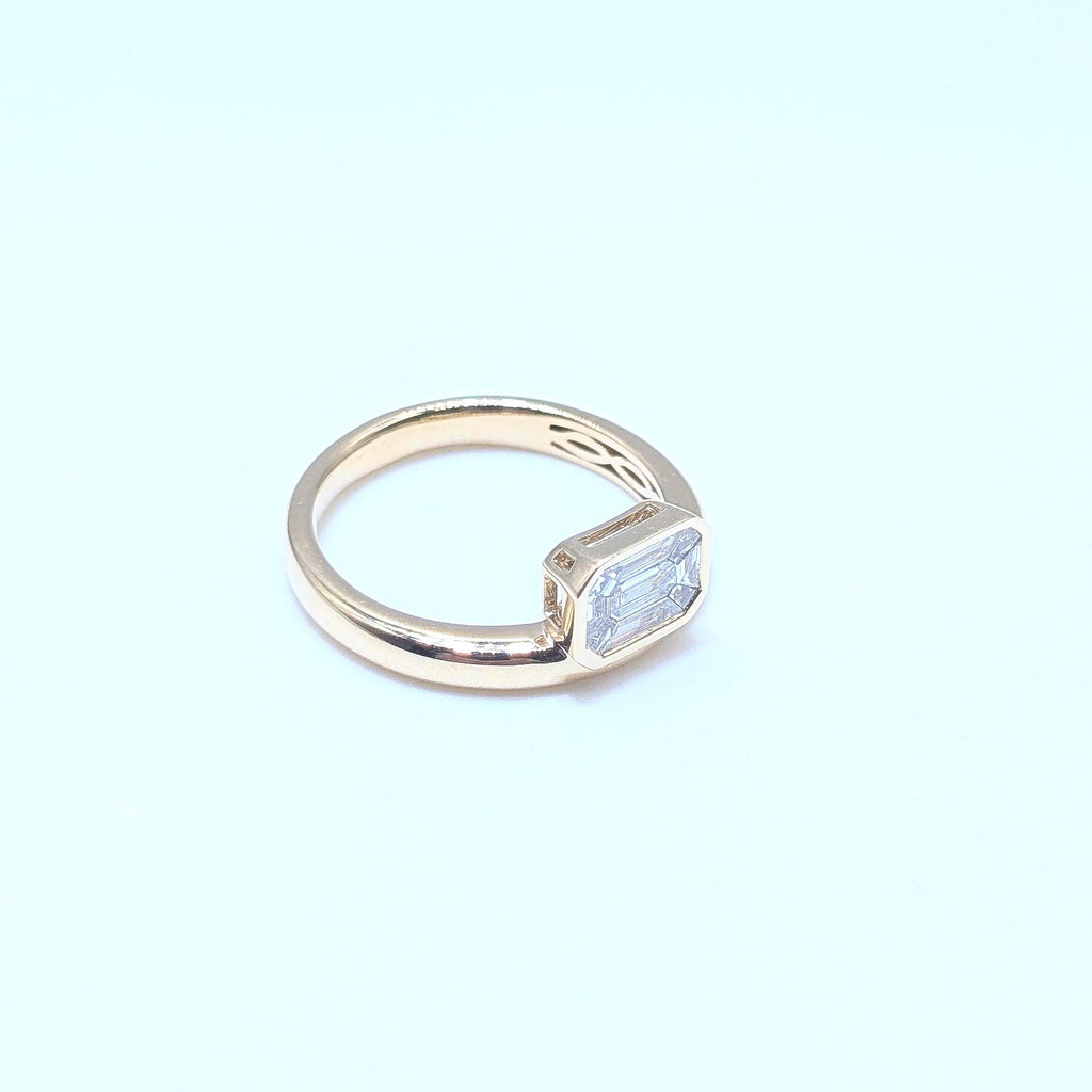 Yellow Gold Natural Emerald Cut Diamond Band Ring (etsy image id: 6977633363)