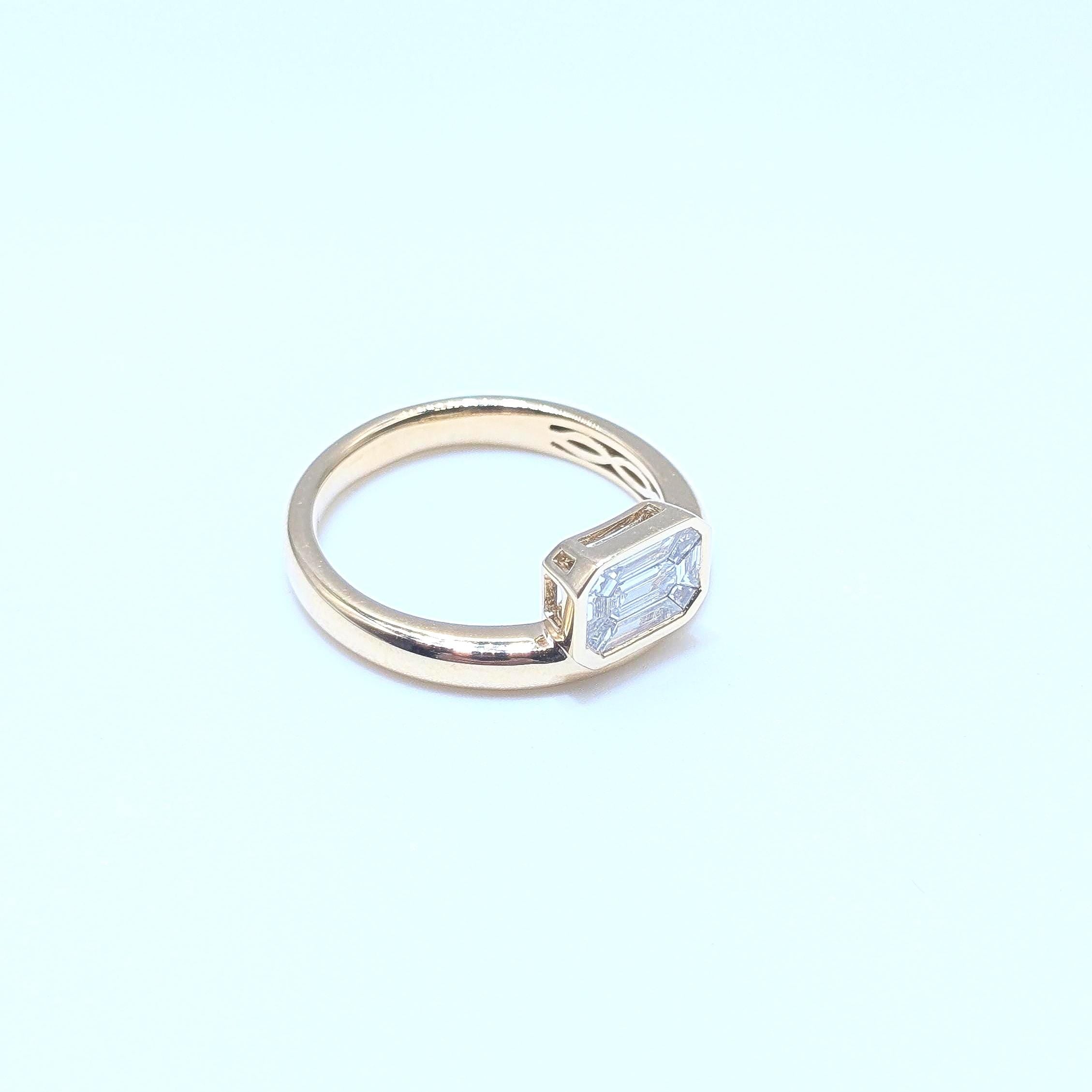 Yellow Gold Natural Emerald Cut Diamond Band Ring (etsy image id: 6977633363)