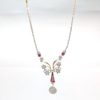 Luxurious Yellow Gold Round Cut Diamonds and Baguette Cut Ruby Necklace (etsy image id: 6982719229)