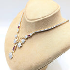 Luxurious Yellow Gold Round Cut Diamonds and Baguette Cut Ruby Necklace (etsy image id: 6982726793)