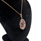 14K Rose Gold Pendant Necklace with 0.76ct Diamonds and 3.17ct Color Stones