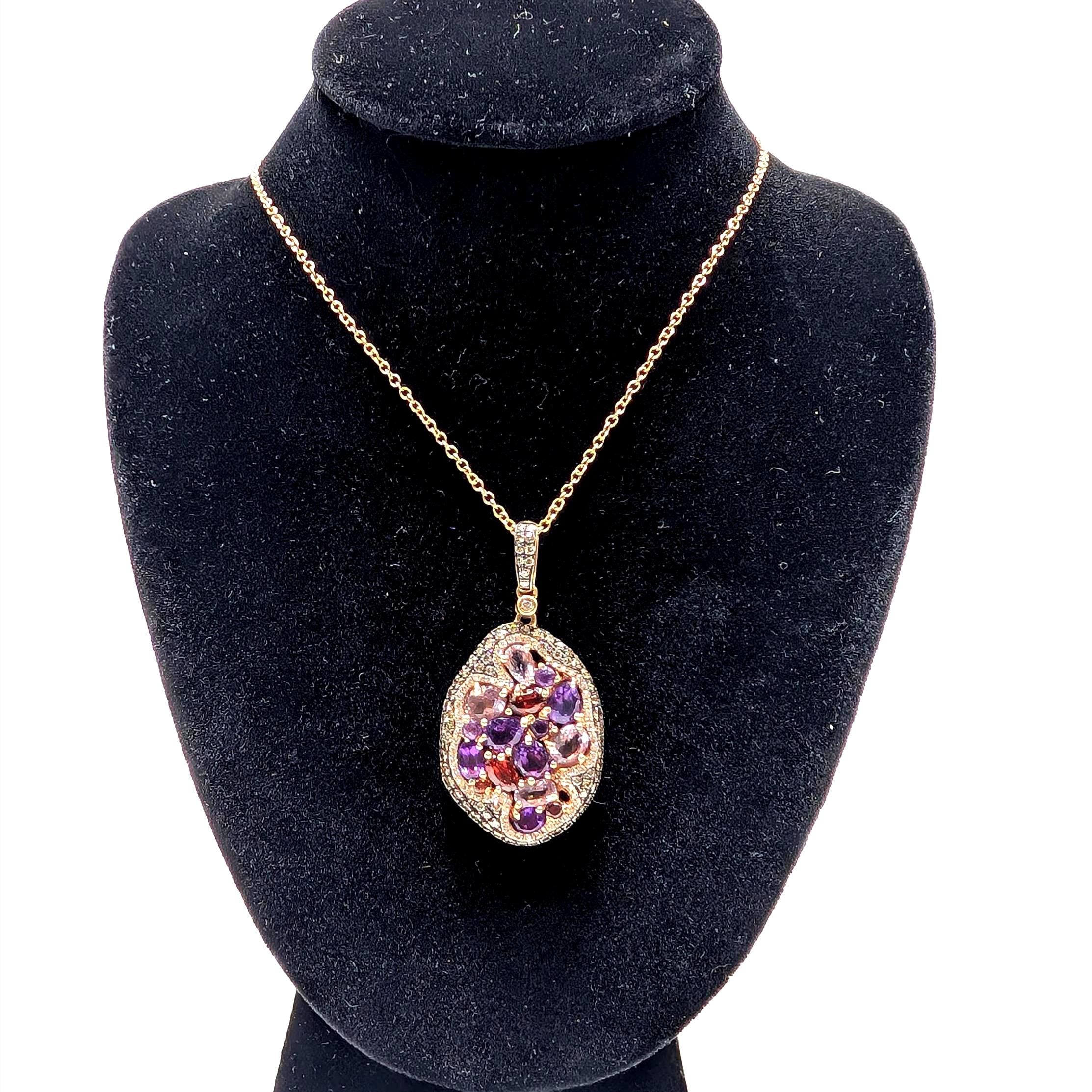 3.93ct Gemstone and Diamond Pendant in 14kt Rose Gold (etsy image id: 7002125697)