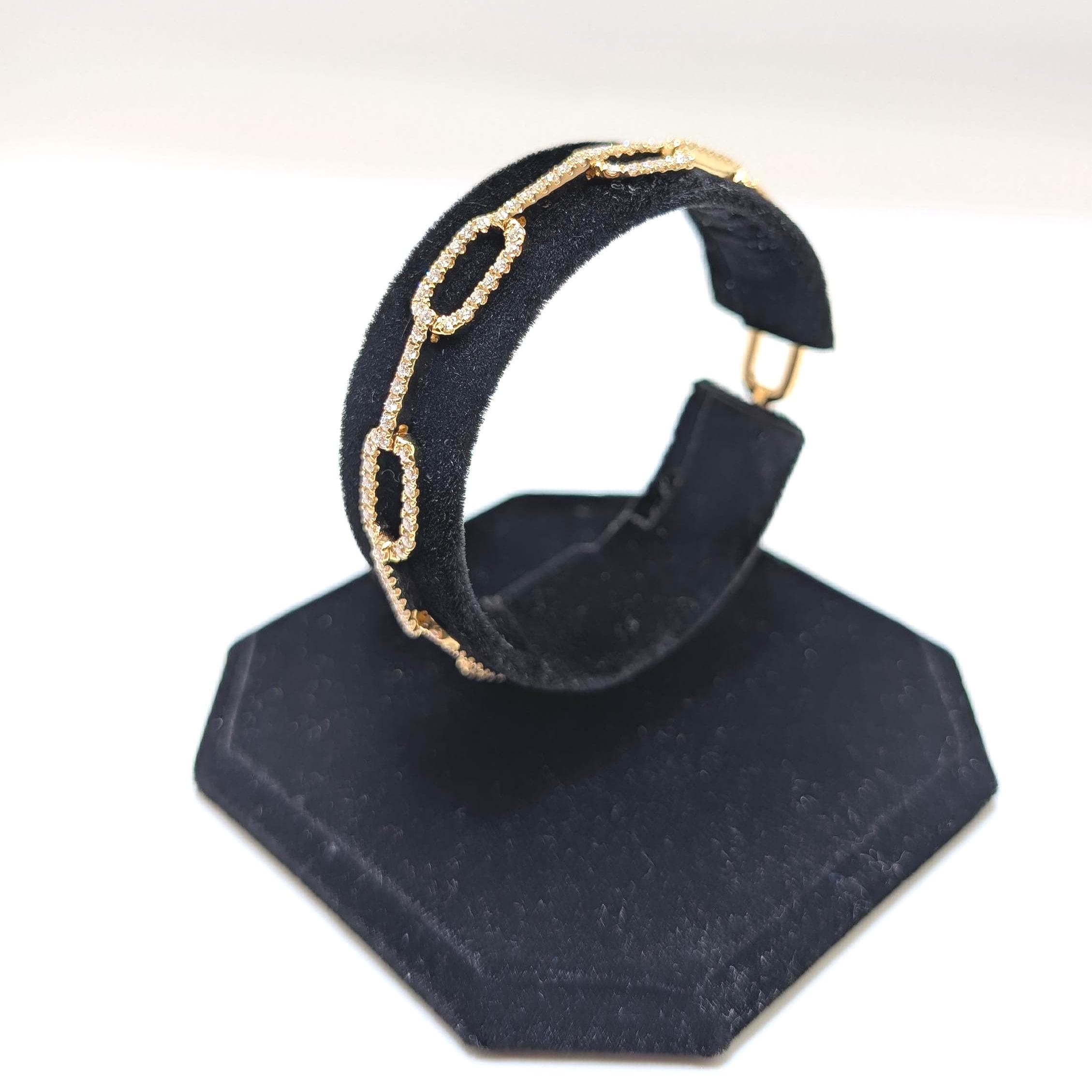 Yellow Gold Round Brilliant Cut Diamond Link Bracelet (etsy image id: 7022822043)
