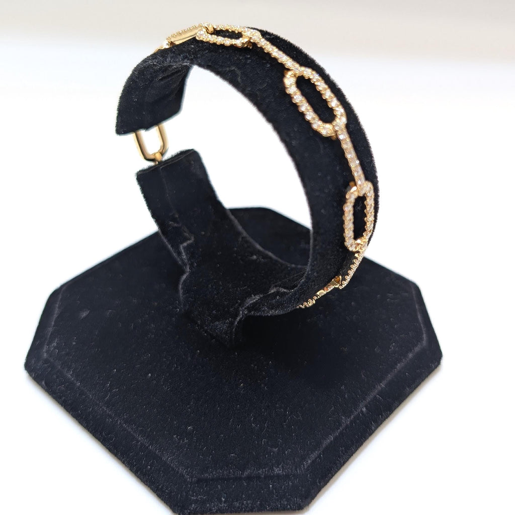 Yellow Gold Round Brilliant Cut Diamond Link Bracelet (etsy image id: 7022824419)