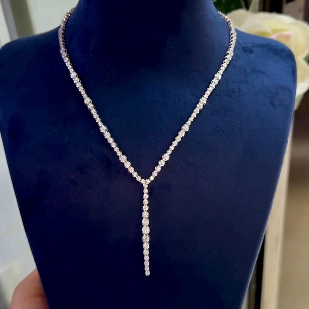 18K White Gold Diamond Necklace – 3.83ct Natural Diamonds G-H VS2 DN0077 AJJJ __etsy:7199438522