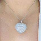 18K White Gold Diamond Heart Pendant – 8.40ct Round Diamonds, VS2 F-G DP057 ZJJJ (etsy image id: 7199469568)