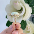 14K Yellow Gold Diamond & Opal Ring – 0.63ct Diamonds, 9.85ct Opal .DC-R14934-1 IEJJ (etsy image id: 7199474272)