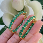 18K Yellow Gold Emerald Hoop Earrings – 10.65ct Natural Emeralds NTGJ (etsy image id: 7199480476)