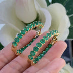 18K Yellow Gold Emerald Hoop Earrings – 10.65ct Natural Emeralds NTGJ (etsy image id: 7199480480)
