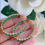 18K Yellow Gold Emerald Hoop Earrings – 10.65ct Natural Emeralds NTGJ (etsy image id: 7199480484)