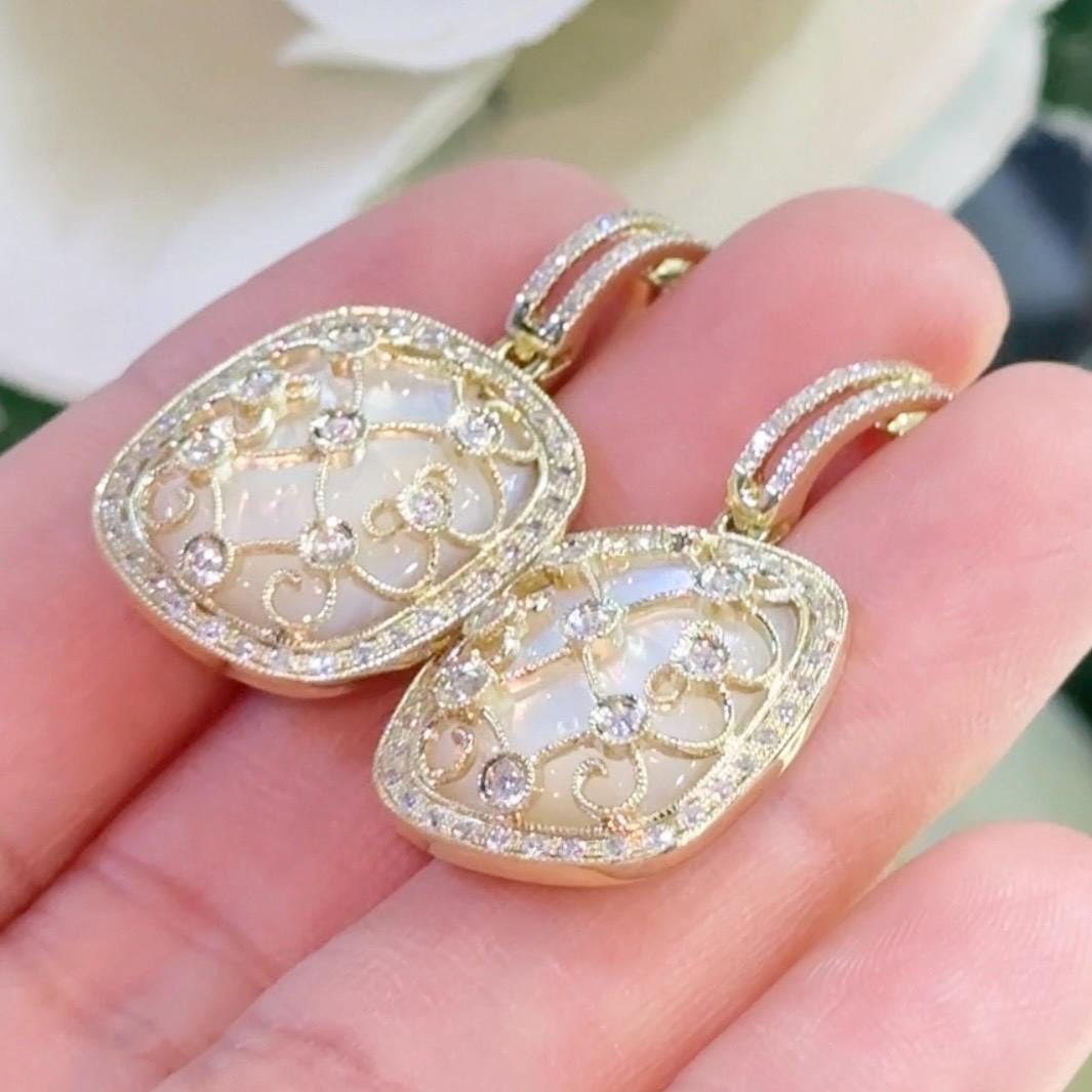 14K Yellow Gold Diamond & Mother of Pearl Earrings – 1.05ct Diamonds, 13.56ct Pearl DC-E14497-3 INTJ (etsy image id: 7199488142)