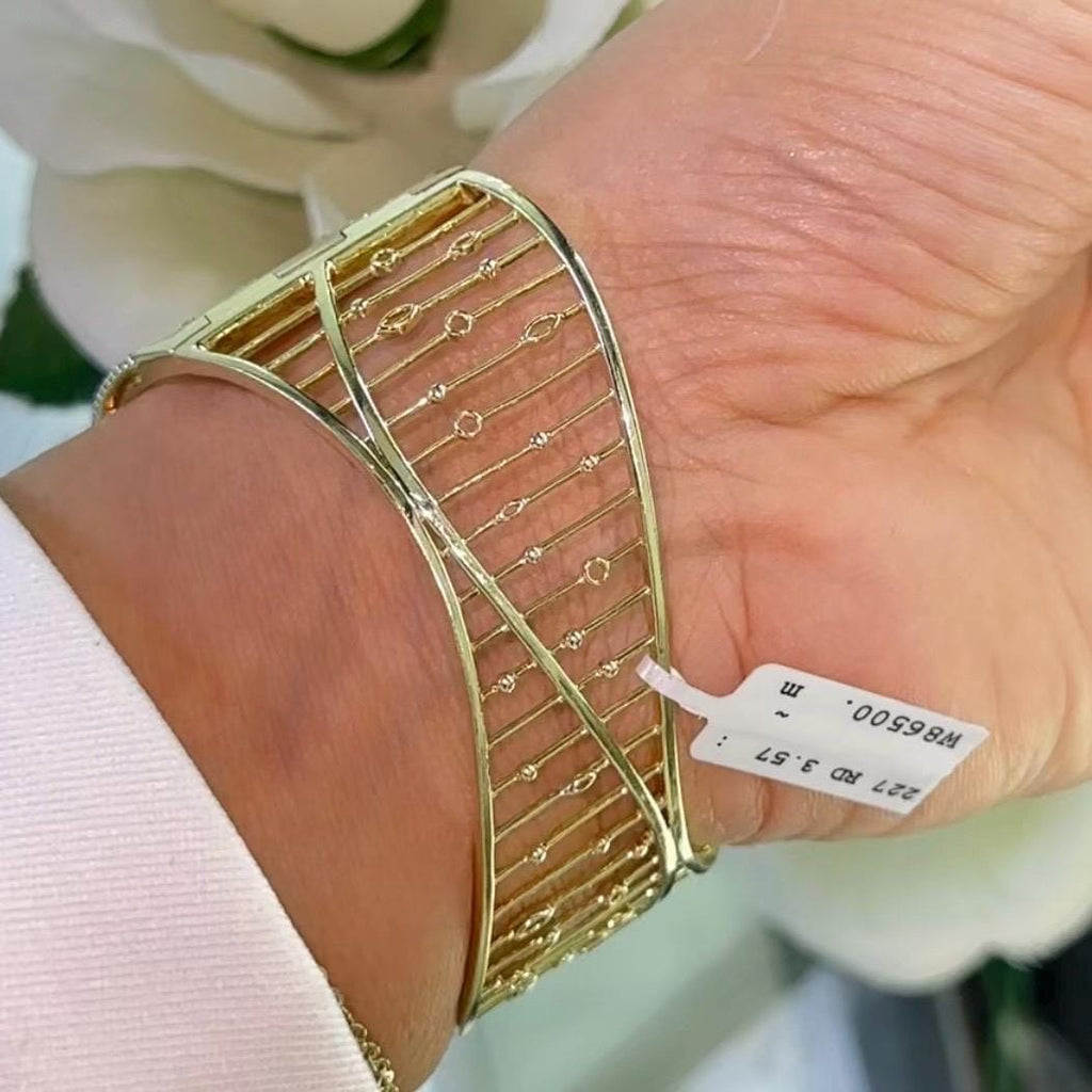 14K Yellow Gold Diamond Bangle – 3.52ct Round Diamonds DC-BNG TGJJ (etsy image id: 7247437115)