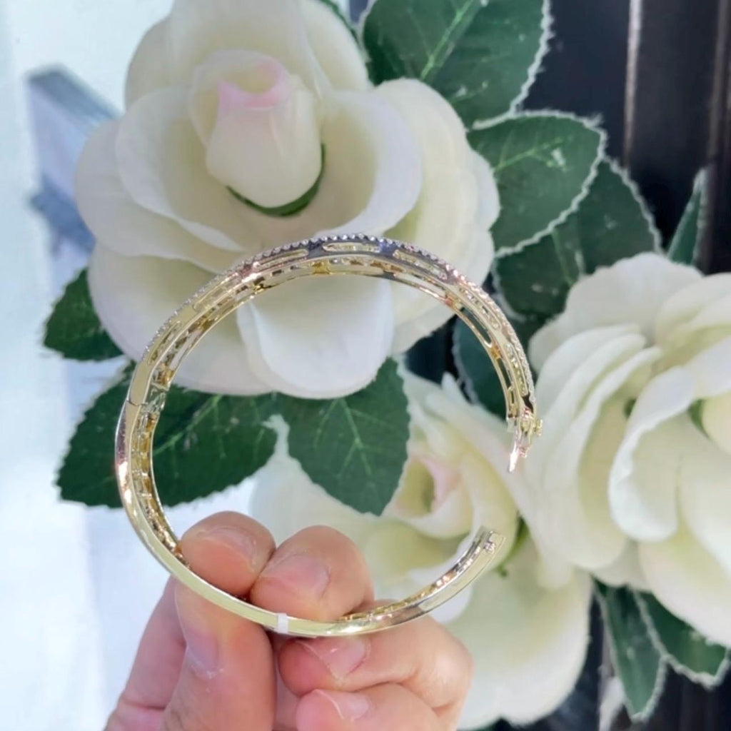 14K Yellow Gold Diamond Bangle – 3.52ct Round Diamonds DC-BNG TGJJ (etsy image id: 7247437119)