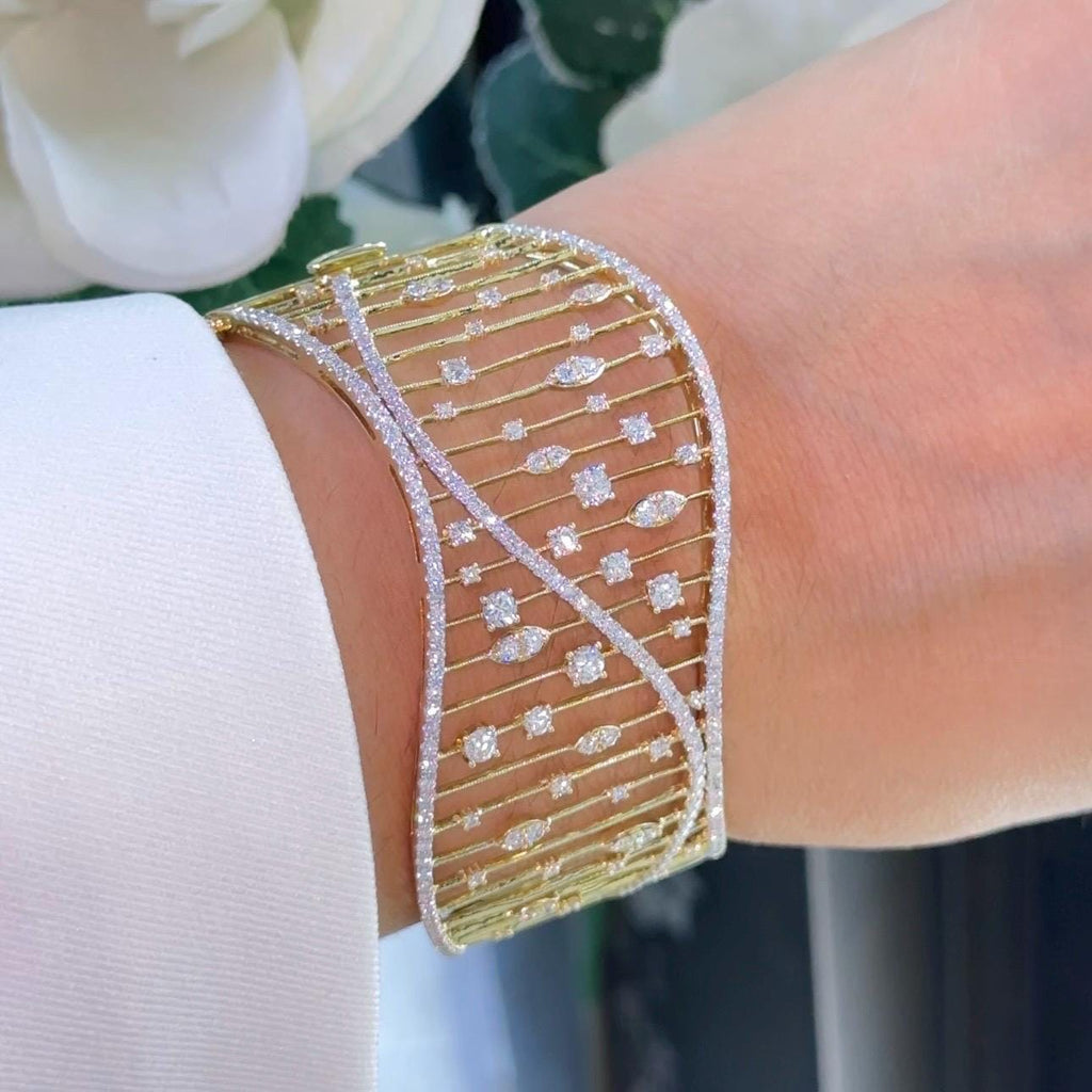 14K Yellow Gold Diamond Bangle – 3.52ct Round Diamonds DC-BNG TGJJ (etsy image id: 7247437123)