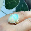 14K Yellow Gold Diamond & Opal Ring – 0.63ct Diamonds, 9.85ct Opal .DC-R14934-1 IEJJ (etsy image id: 7247455587)