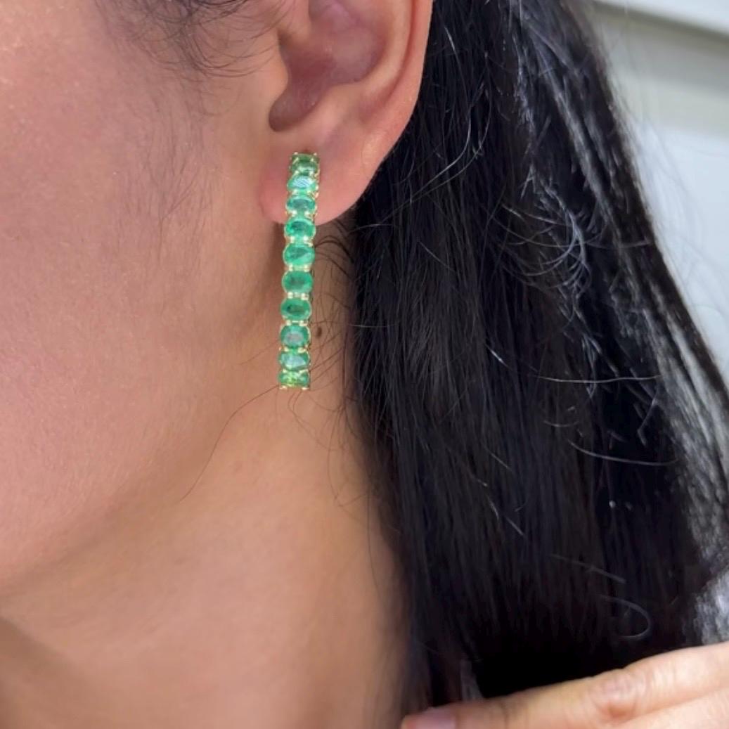 18K Yellow Gold Emerald Hoop Earrings – 10.65ct Natural Emeralds NTGJ (etsy image id: 7247461759)