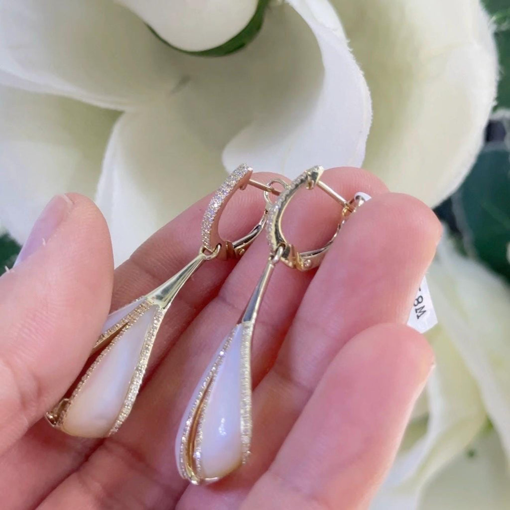 14K Yellow Gold Diamond & Mother of Pearl Earrings – 0.63ct Diamonds, 5.56ct Pearls. DC-E14993-10 IIJJ (etsy image id: 7247464793)