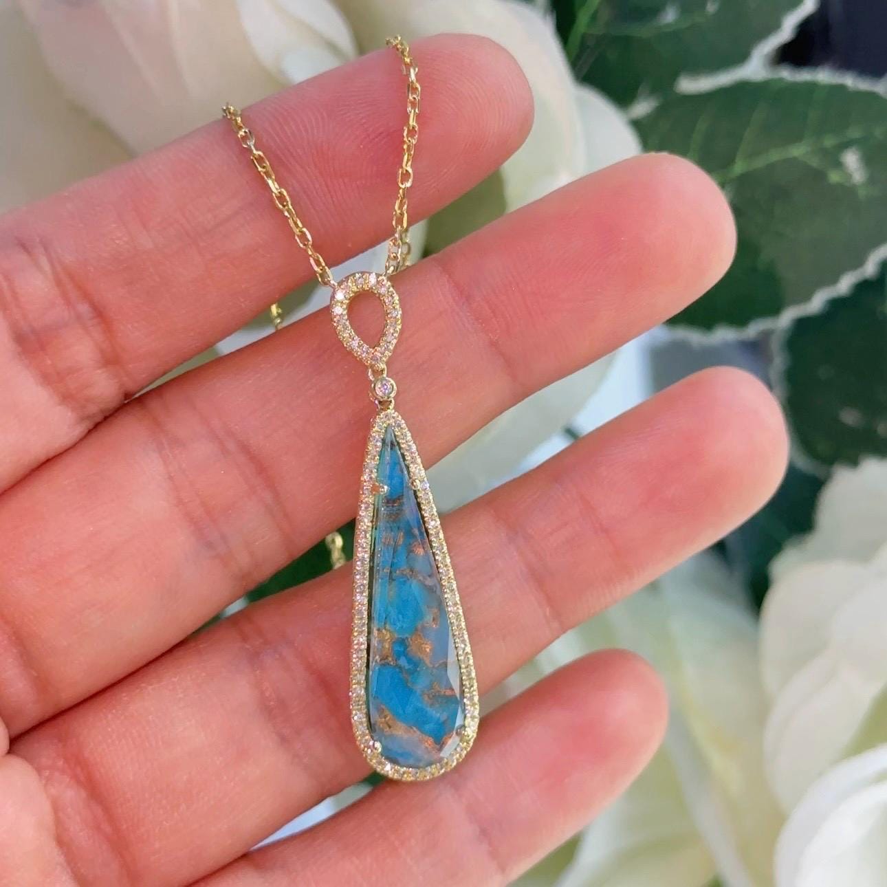 14K Yellow Gold Diamond & Opal Pendant – 0.22ct Diamonds, 6.53ct Opal DC-N13082-8 2TJ (etsy image id: 7247475647)