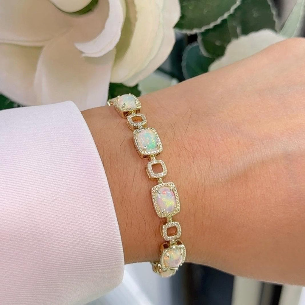 14K Yellow Gold Diamond Opal Bracelet – 0.47ct Diamonds & 8.31ct Opals DC-B14593-6 GJJJ (etsy image id: 7337461780)