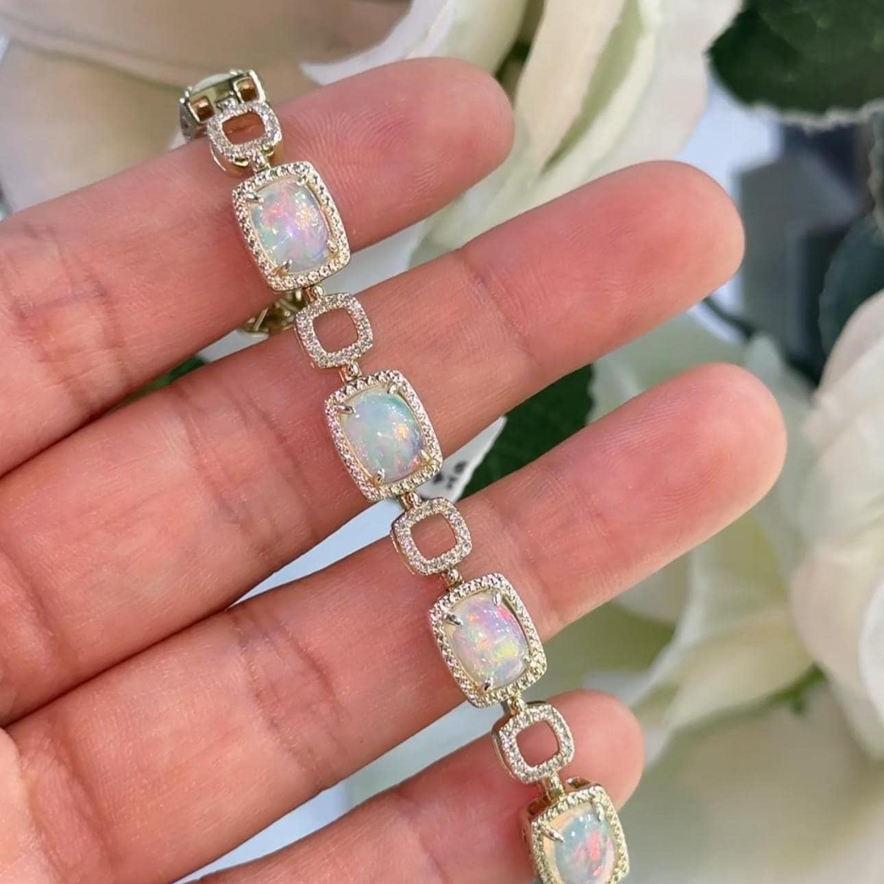 14K Yellow Gold Diamond Opal Bracelet – 0.47ct Diamonds & 8.31ct Opals DC-B14593-6 GJJJ (etsy image id: 7337463880)