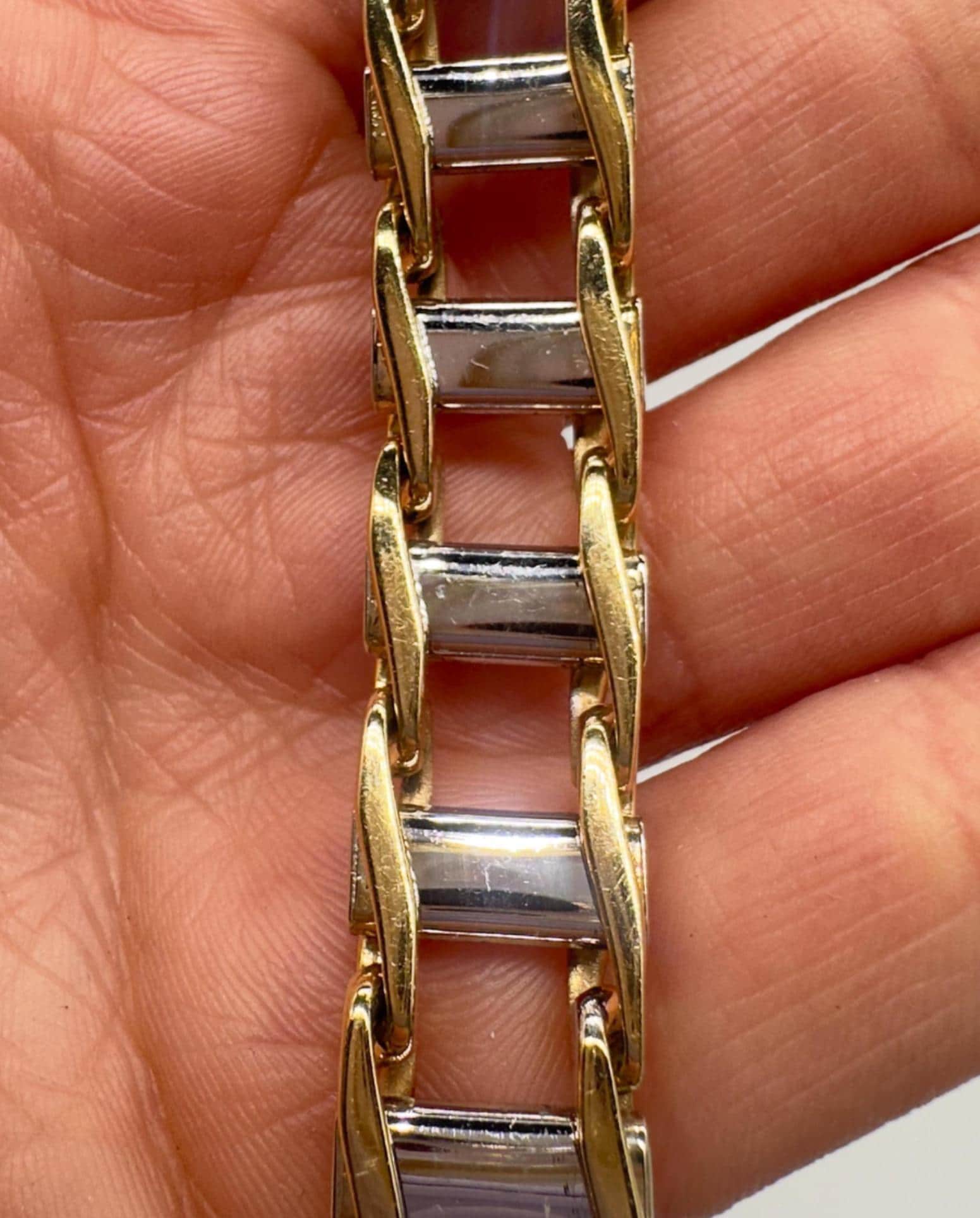 14KT Two-Tone Solid Gold Men’s Bracelet – 8 Inches, 52.1g  YGBR03 (etsy image id: 7764427568)