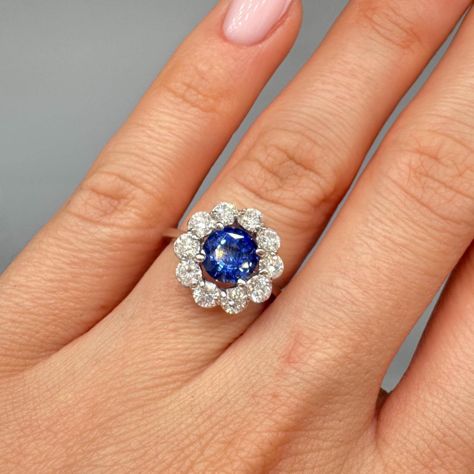 14k White Gold Sapphire & Diamond Ring – 1.56ct Sapphire, 1.10ct Diamonds. SDR075 GNJJ (etsy image id: 7787283652)