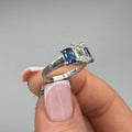 Platinum Ring – 1.54ct GIA Emerald-Cut Diamond & 1.50ct Emerald-Cut Sapphires. SDR099 LTJJ (etsy image id: 7787304394)