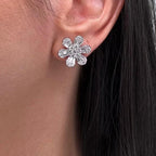 14kT White Gold Flower-shaped Earrings, 2.23ct Baguette & Round Cut Diamonds. GSSJ (etsy image id: 7787424342)
